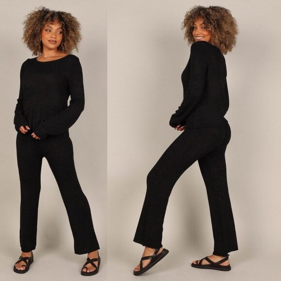 SNDYS NEW Majid Loungewear Black Two Piece Matching Set Sweater Trousers Size S - Picture 1 of 14